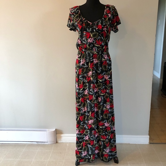 Women’s Calzedonia Cobey Black Floral Tropical Maxi Dress Beach Coverup size S - Picture 4 of 16